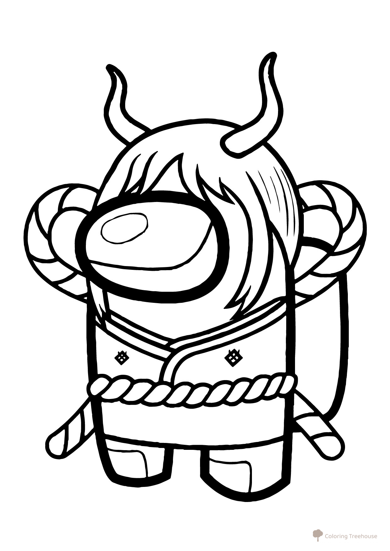 Página para colorear: Yamato de One Piece (estilo Among Us) dibujo para colorear gratis de Páginas para colorear de Among Us