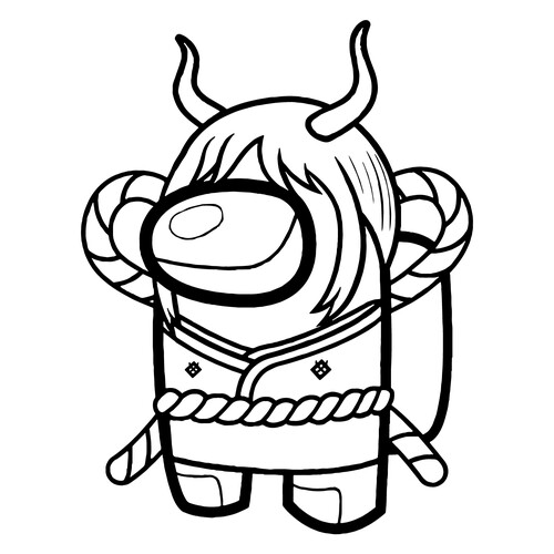 Yamato Coloring Page from Among Us and One Piece free printable Among Us Coloring Pages coloring page