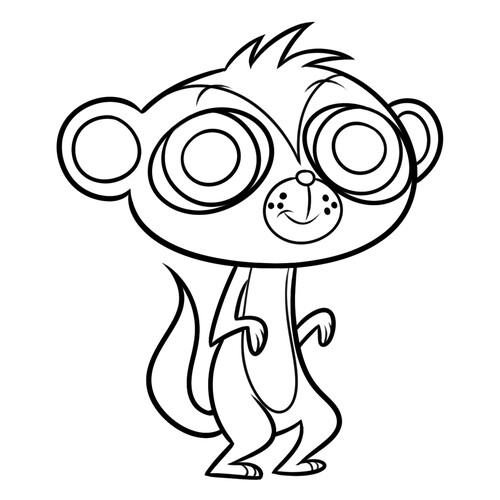 Página para colorear: Monita Sunil dibujo para colorear gratis de Páginas para colorear «Mi pequeña tienda de mascotas»