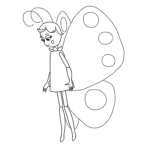 Página para colorear: Mariposa-niña triste dibujo para colorear gratis de Luntik y sus amigos - páginas para colorear