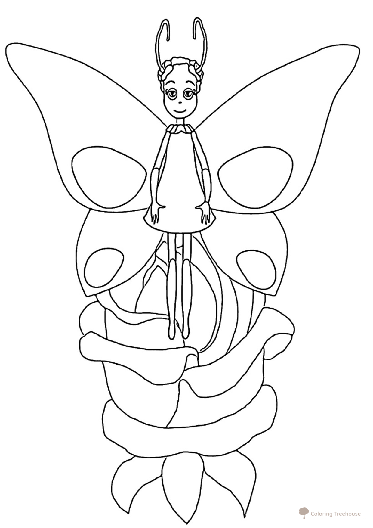 Elina the Butterfly Coloring Page free printable Luntik and Friends Coloring Pages coloring page