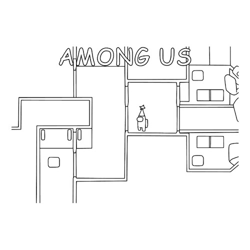 Among Us Coloring Page on a Spaceship free printable Among Us Coloring Pages coloring page
