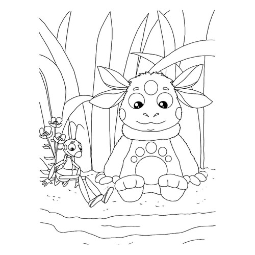 Luntik y Kuzya en la orilla — página para colorear dibujo para colorear gratis de Luntik y sus amigos - páginas para colorear