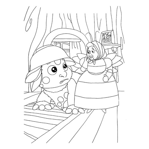 Luntik se asustó - página para colorear dibujo para colorear gratis de Luntik y sus amigos - páginas para colorear