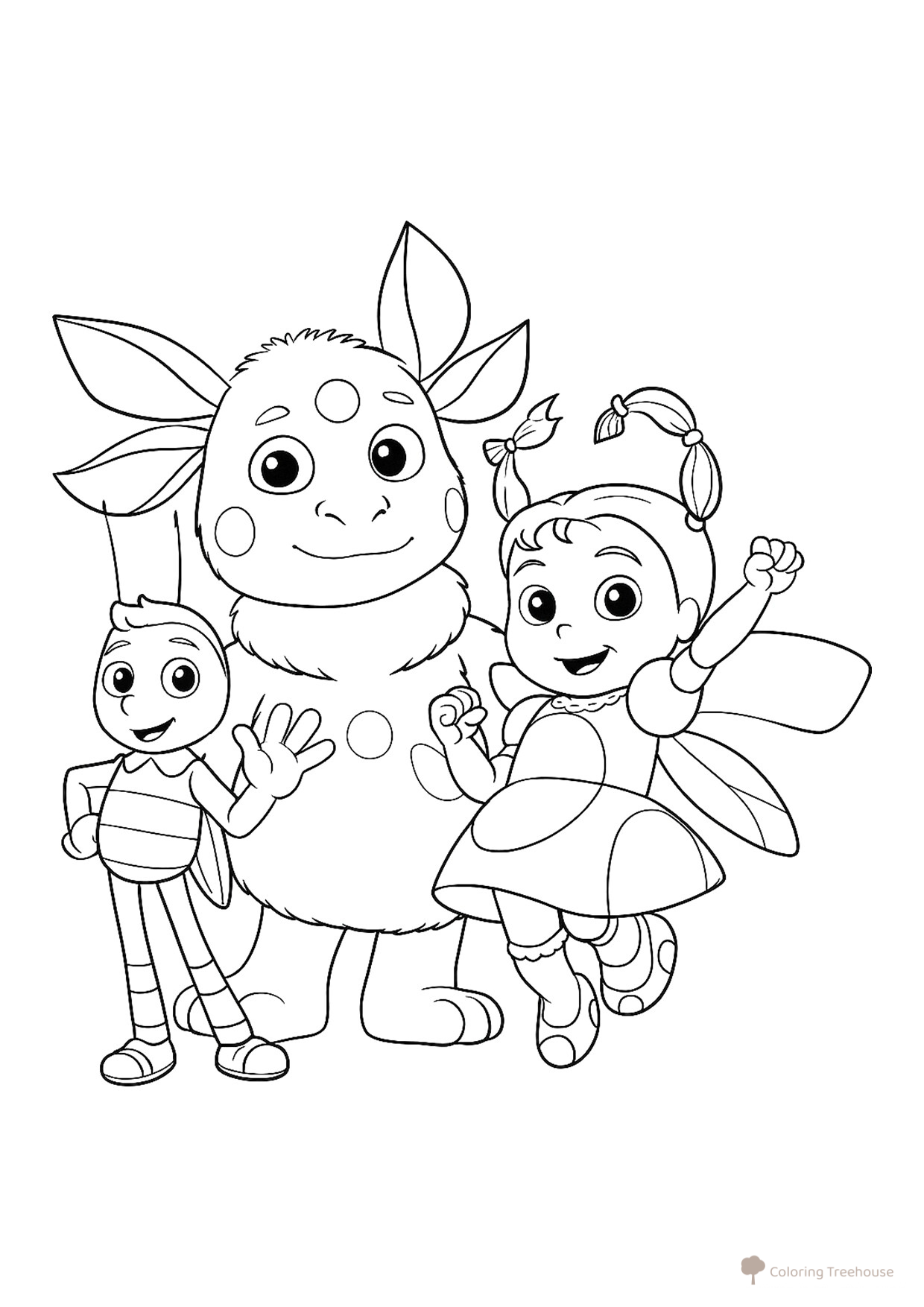 Luntik, Mila and the Little Bee Coloring Page free printable Luntik and Friends Coloring Pages coloring page
