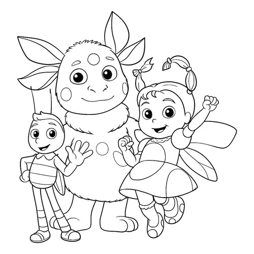 Luntik, Mila and the Little Bee Coloring Page free printable Luntik and Friends Coloring Pages coloring page