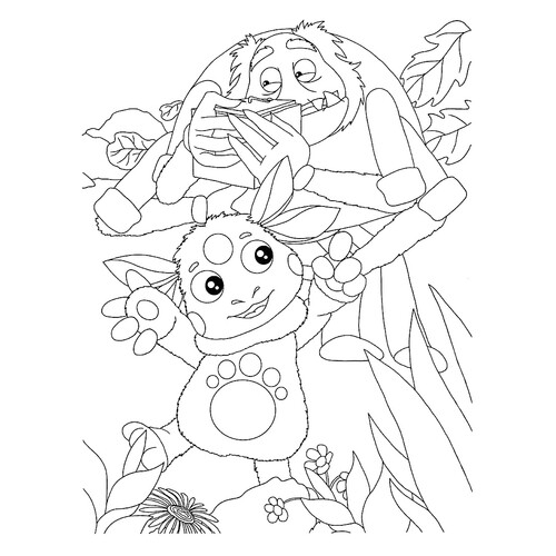 Раскраска: Лунтик отдал шкатулку Шнюку dibujo para colorear gratis de Luntik y sus amigos - páginas para colorear
