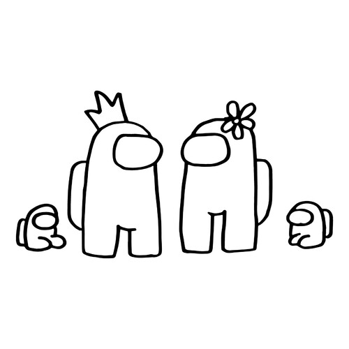 Among Us Family Coloring Page free printable Among Us Coloring Pages coloring page