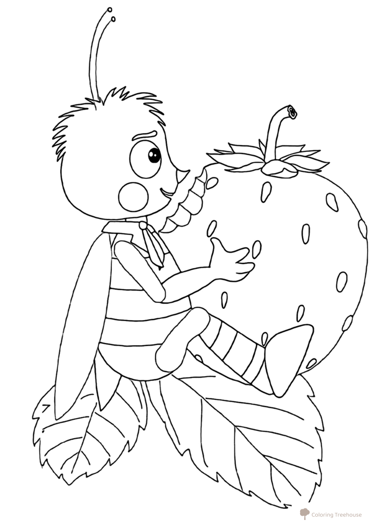 Little Bee Eating a Strawberry Coloring Page free printable Luntik and Friends Coloring Pages coloring page