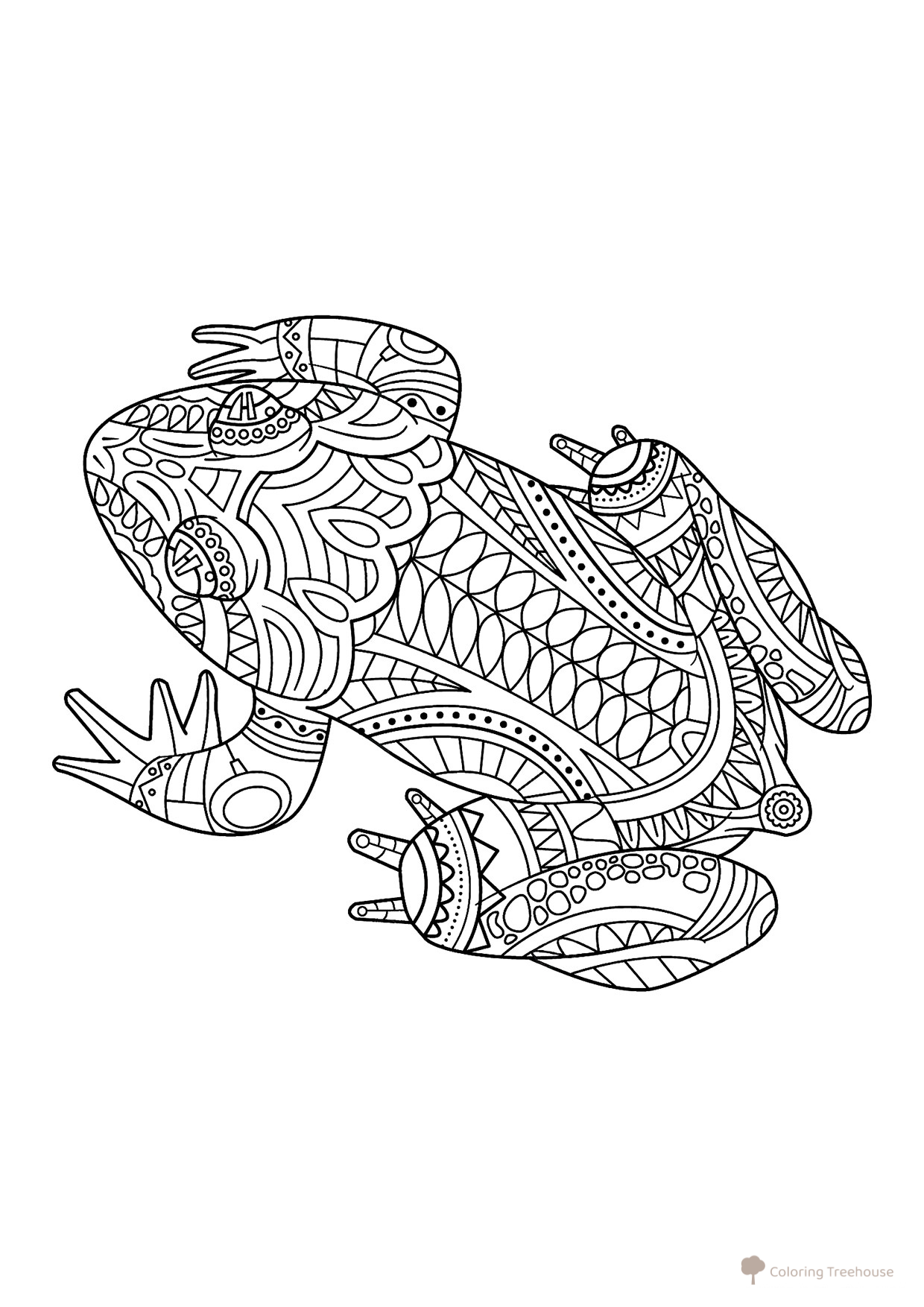 Página para colorear «Rana antiestrés» dibujo para colorear gratis de Páginas para colorear de ranas