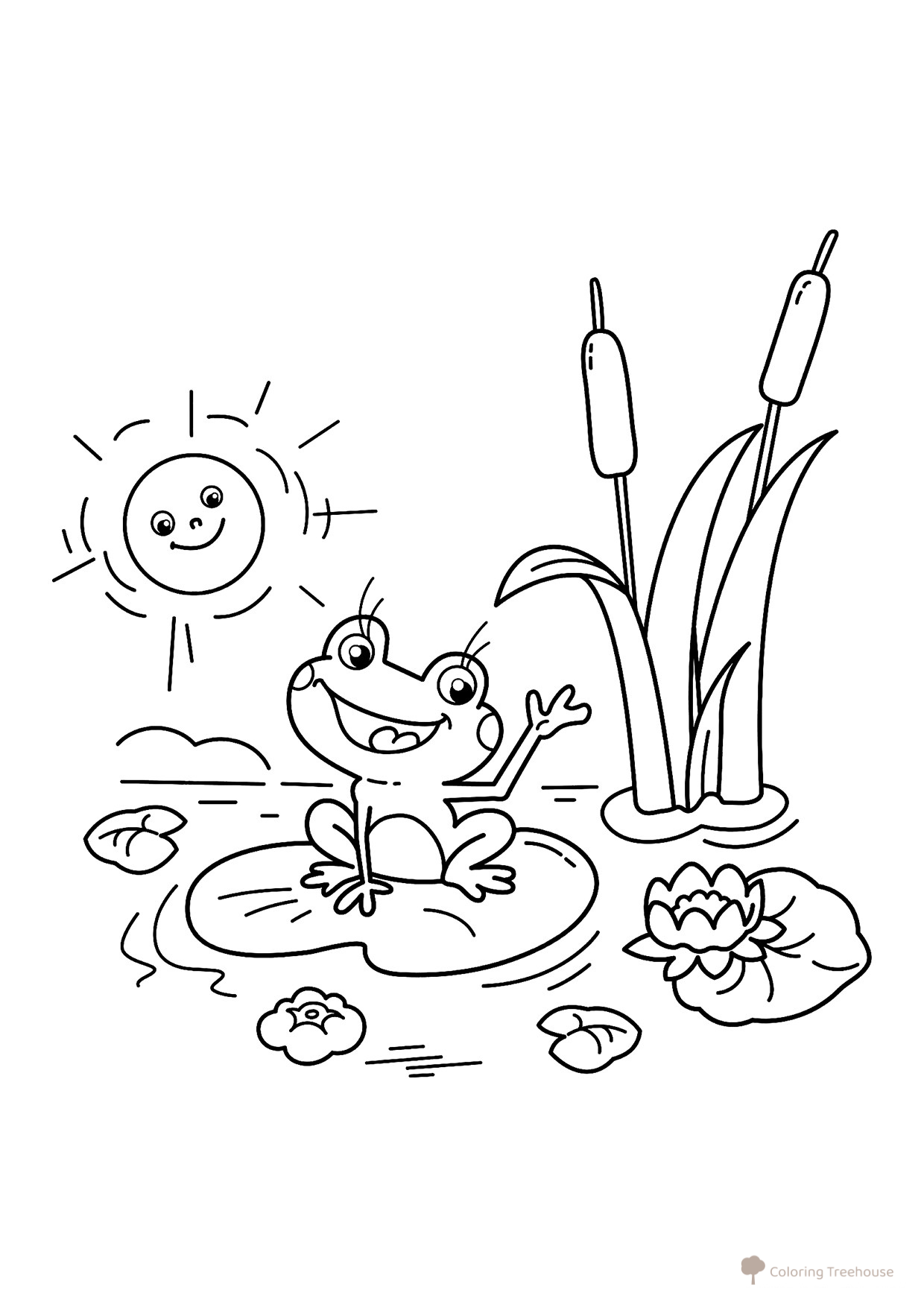 Página para colorear «Rana y el sol» dibujo para colorear gratis de Páginas para colorear de ranas
