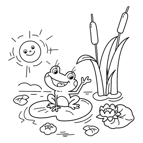 Página para colorear «Rana y el sol» dibujo para colorear gratis de Páginas para colorear de ranas