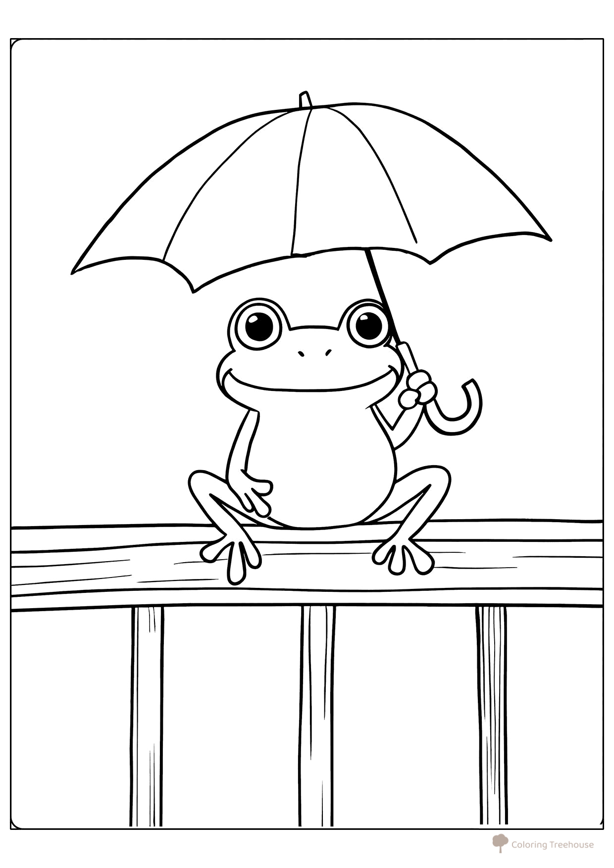 Página para colorear “Rana con paraguas” dibujo para colorear gratis de Páginas para colorear de ranas