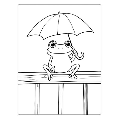 Página para colorear “Rana con paraguas” dibujo para colorear gratis de Páginas para colorear de ranas