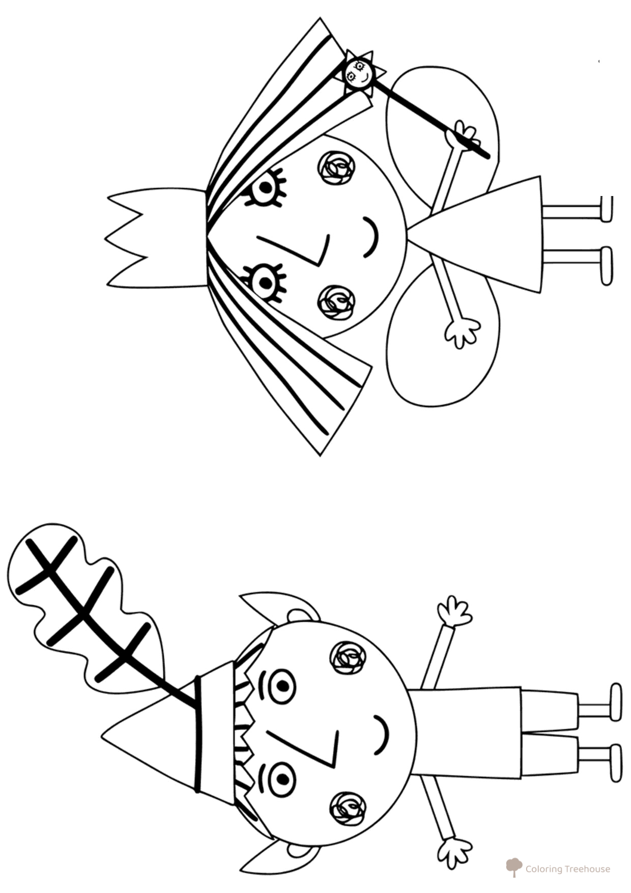 Ben the Elf and Holly the Fairy Coloring Page free printable Ben and Holly Coloring Pages coloring page
