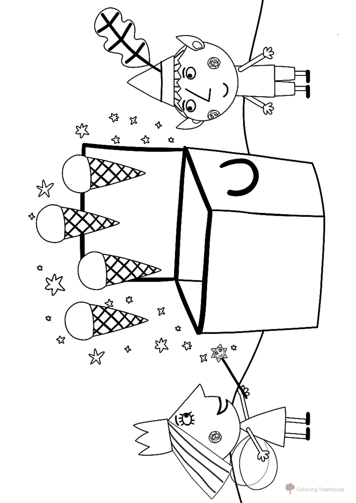 Ben and Holly at the Royal Picnic Coloring Page free printable Ben and Holly Coloring Pages coloring page