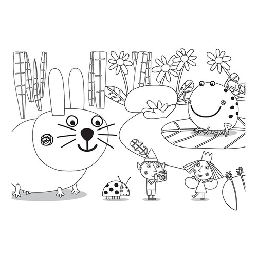 Página para colorear: Ben y Holly junto al estanque dibujo para colorear gratis de Páginas para colorear de Ben y Holly