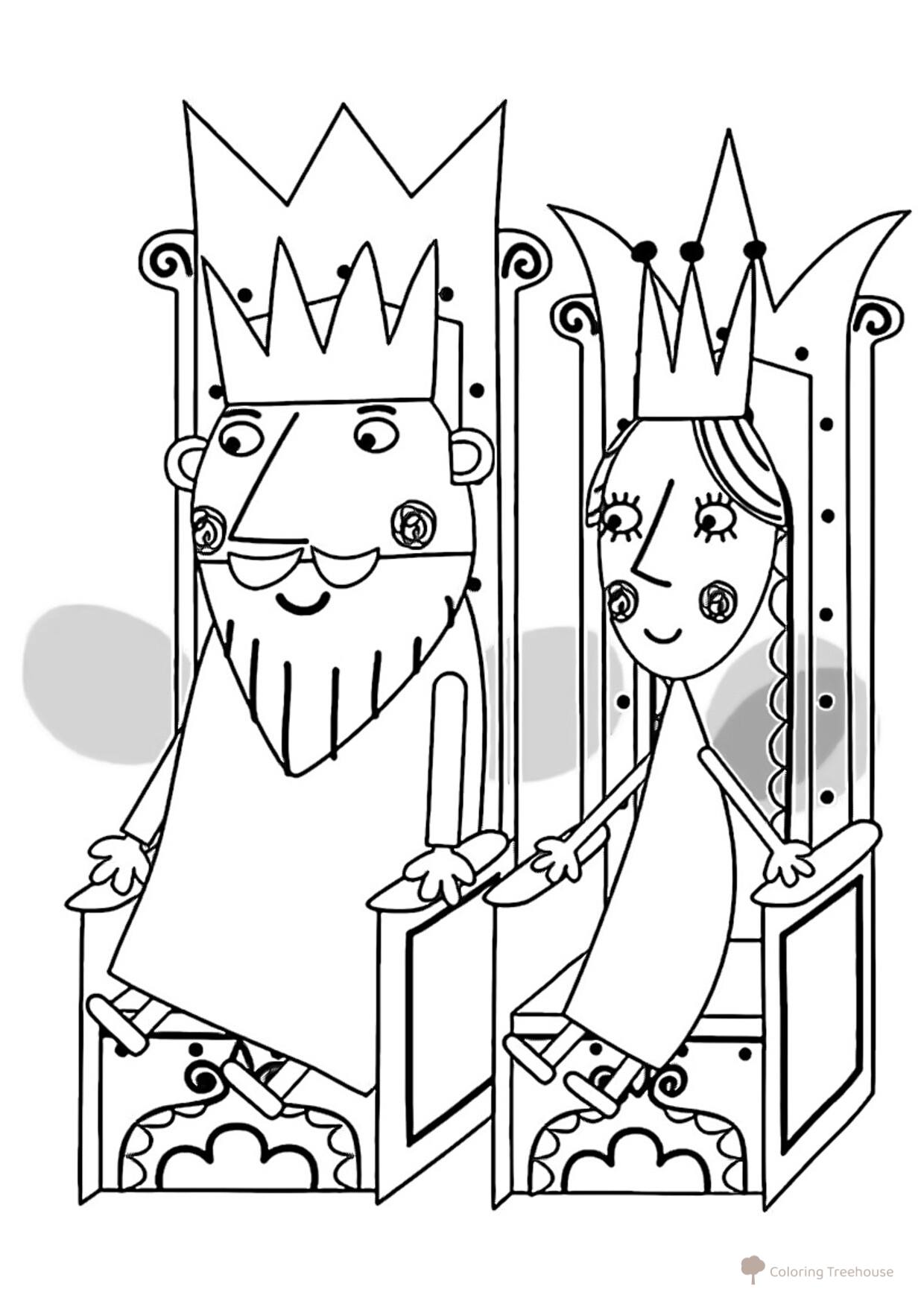 King and Queen Thistle on the Throne Coloring Page free printable Ben and Holly Coloring Pages coloring page