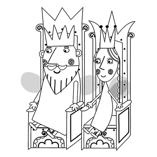 King and Queen Thistle on the Throne Coloring Page free printable Ben and Holly Coloring Pages coloring page