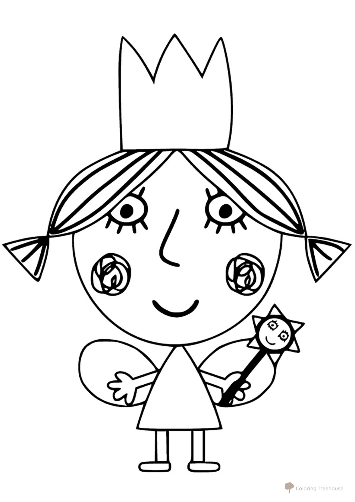 Libro para colorear: La hermanita Holly dibujo para colorear gratis de Páginas para colorear de Ben y Holly