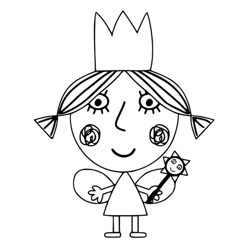 Libro para colorear: La hermanita Holly dibujo para colorear gratis de Páginas para colorear de Ben y Holly