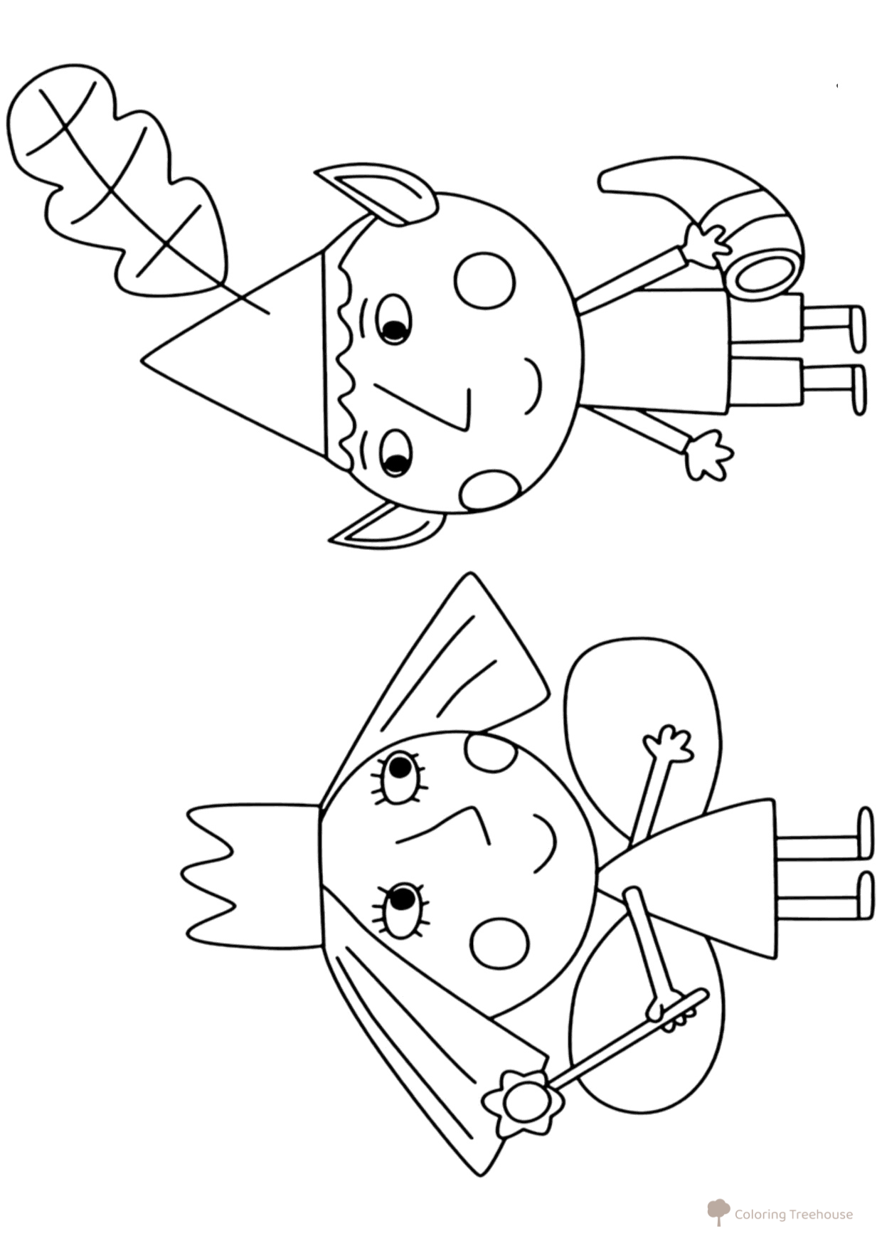 Página para colorear: Amigos inseparables Ben y Holly dibujo para colorear gratis de Páginas para colorear de Ben y Holly