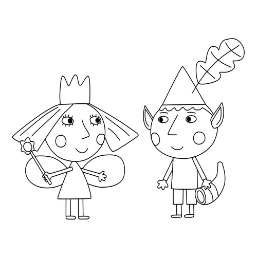 Página para colorear: Amigos inseparables Ben y Holly dibujo para colorear gratis de Páginas para colorear de Ben y Holly