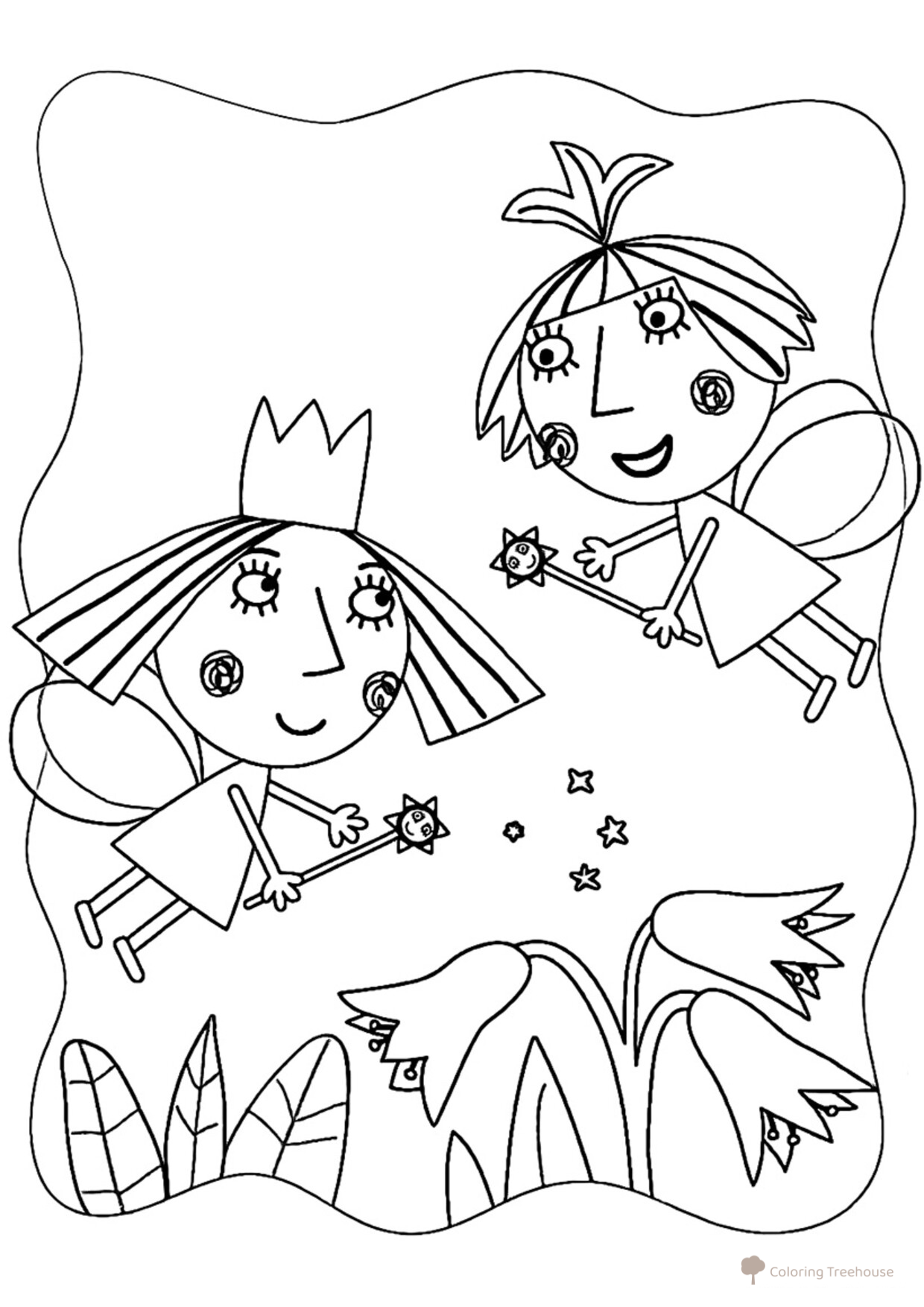Princesa Holly y el hada Strawberry — página para colorear dibujo para colorear gratis de Páginas para colorear de Ben y Holly