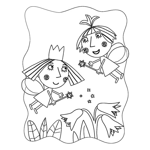 Princesa Holly y el hada Strawberry — página para colorear dibujo para colorear gratis de Páginas para colorear de Ben y Holly