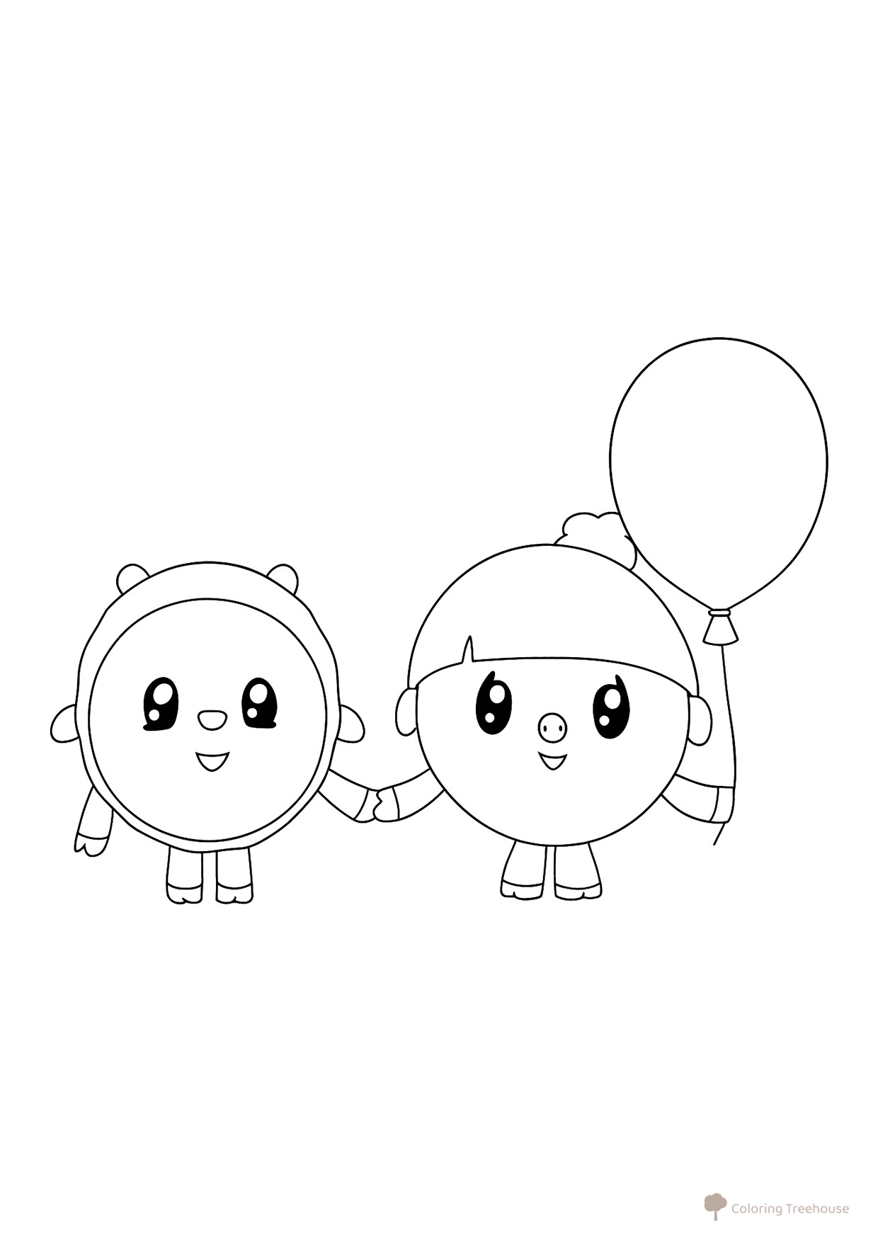 Barash and Nyusha with a Balloon Coloring Page free printable Baby Smeshariki Coloring Pages coloring page