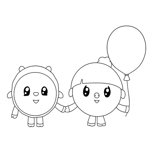Página para colorear «Barash y Nyusha con un globito» dibujo para colorear gratis de Páginas para colorear de Malyshariki