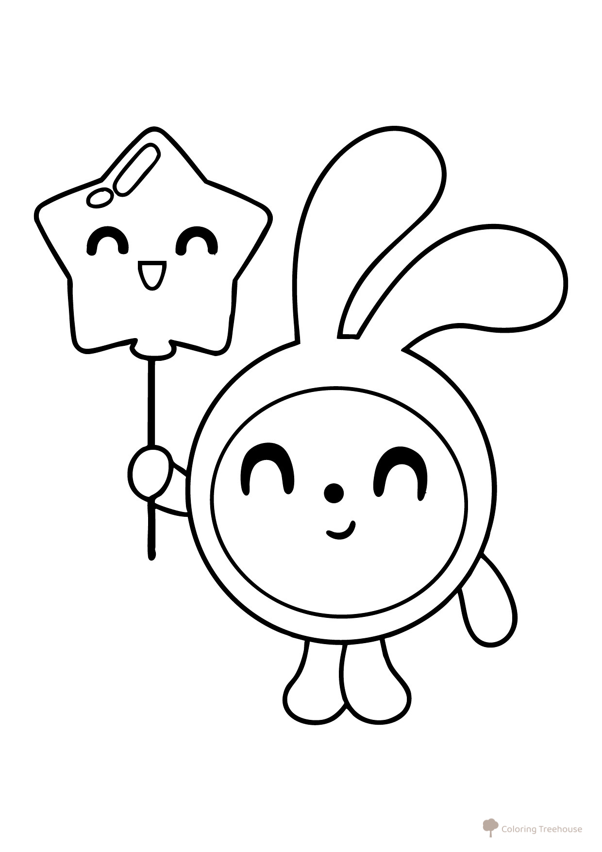 Página para colorear «Kroshik con una pelotita» dibujo para colorear gratis de Páginas para colorear de Malyshariki