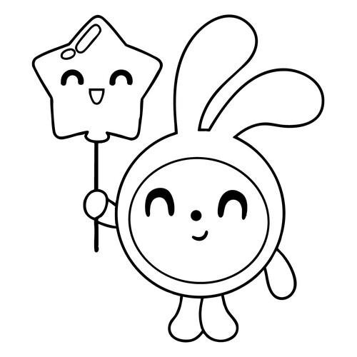 Página para colorear «Kroshik con una pelotita» dibujo para colorear gratis de Páginas para colorear de Malyshariki