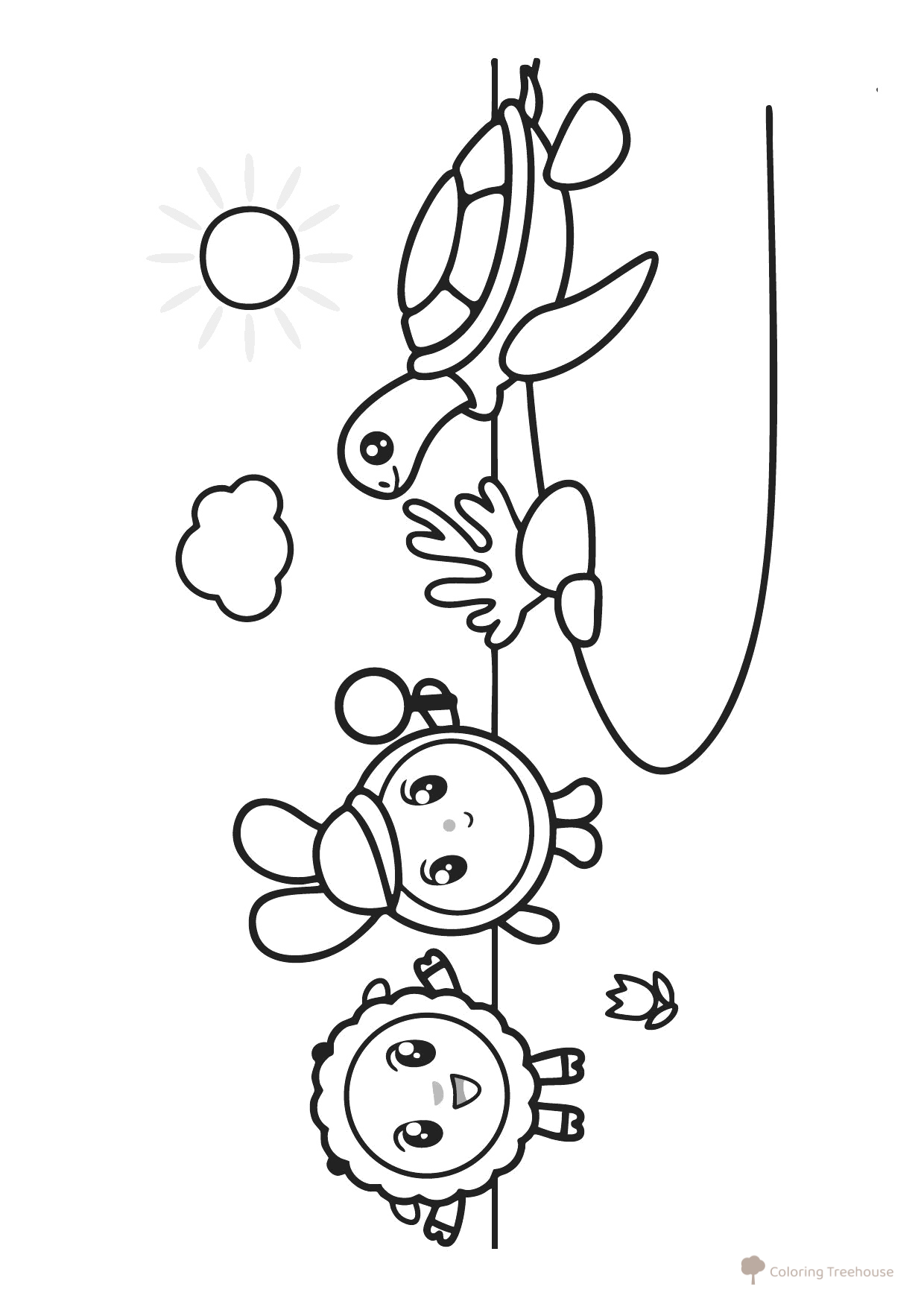 Malyshariki and Turtle Coloring Page free printable Baby Smeshariki Coloring Pages coloring page
