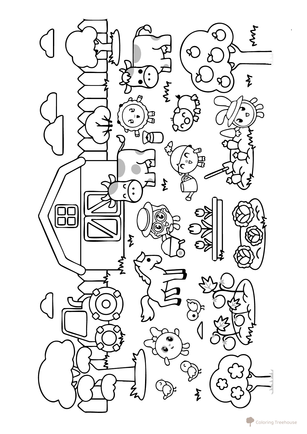 Página para colorear «Malyshariki en la granja» dibujo para colorear gratis de Páginas para colorear de Malyshariki