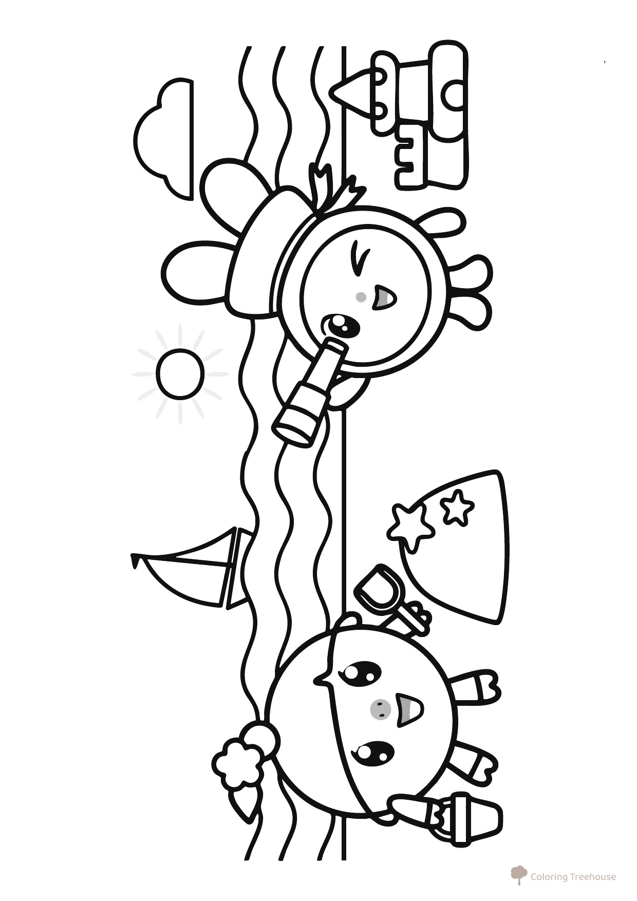 Malyshariki at the Beach Coloring Page free printable Baby Smeshariki Coloring Pages coloring page