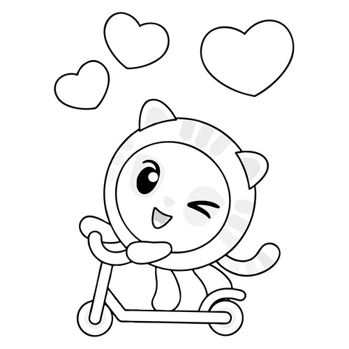 Página para colorear «Tigrunya en el patinete» dibujo para colorear gratis de Páginas para colorear de Malyshariki
