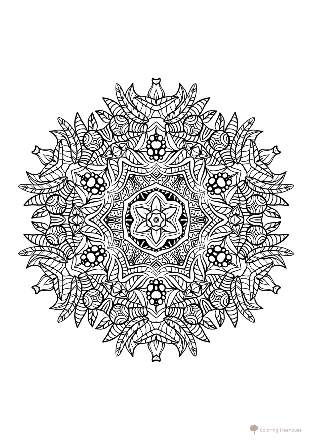 Mandala «Bandada de pájaros» — página para colorear dibujo para colorear gratis de Mandala Coloring Pages