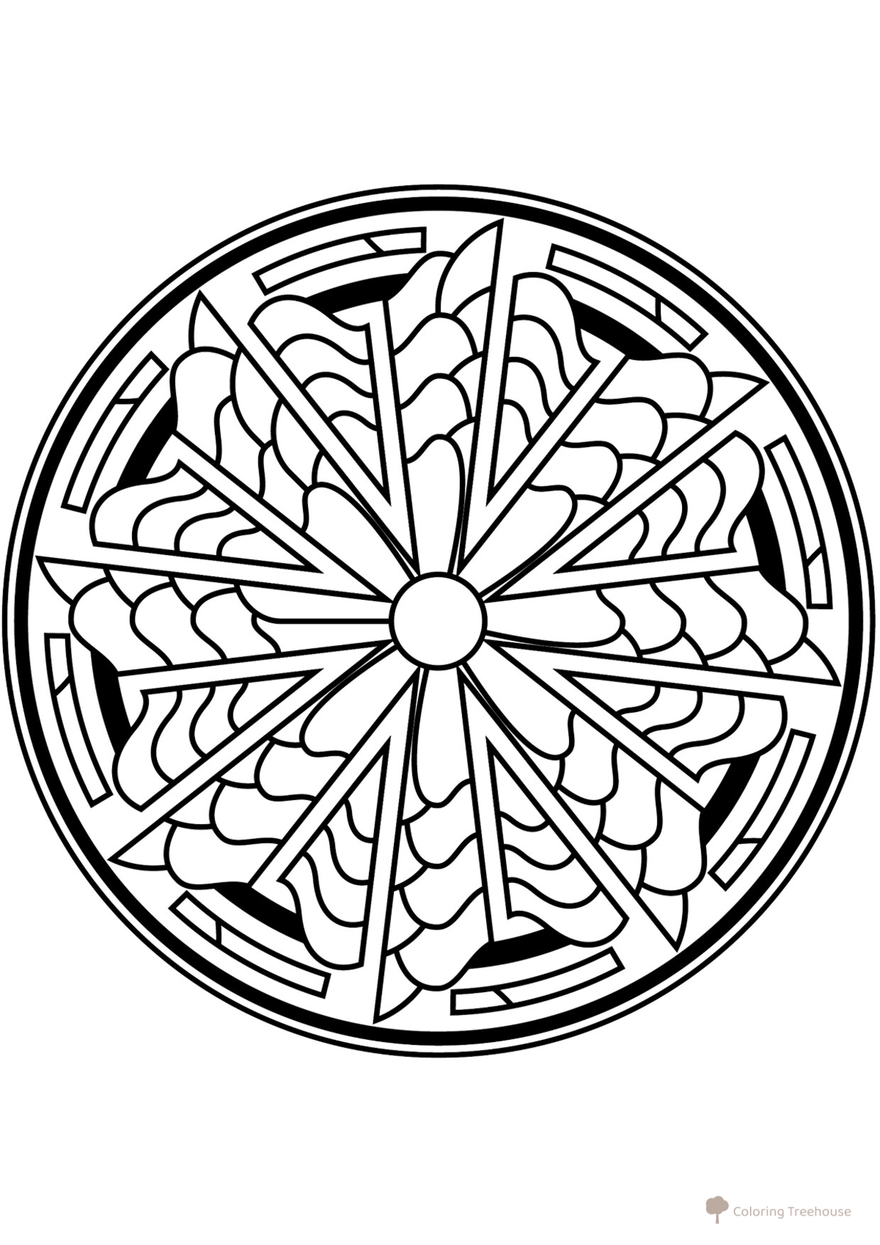 Página para colorear Zéndala «Solar» dibujo para colorear gratis de Mandala Coloring Pages