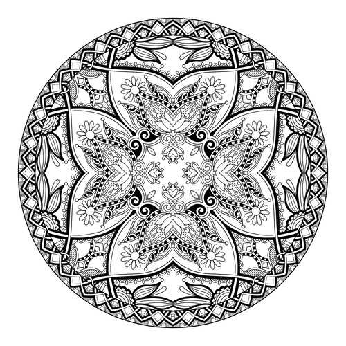 Zendala Coloring Page — Magical Flowers free printable Mandala Coloring Pages coloring page