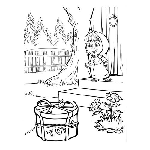 Masha y la tarta - Página para colorear dibujo para colorear gratis de Páginas para colorear de Masha y el Oso