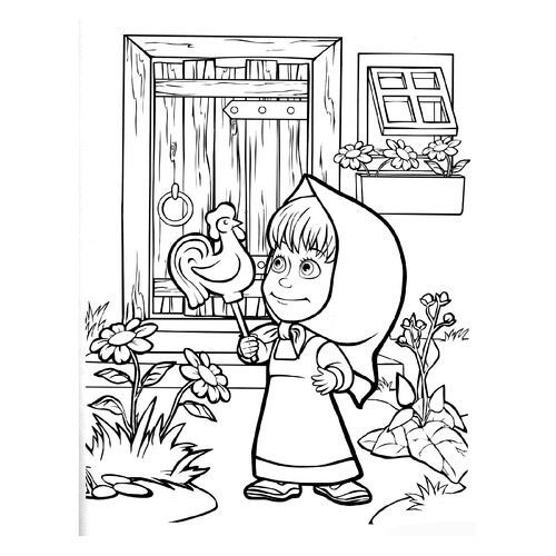 Masha with a Lollipop on a Stick Coloring Page free printable Masha and the Bear Coloring Pages coloring page