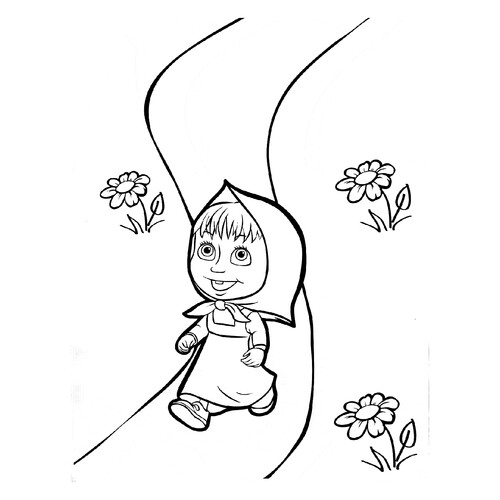 Página para colorear: Masha camina por el sendero dibujo para colorear gratis de Páginas para colorear de Masha y el Oso
