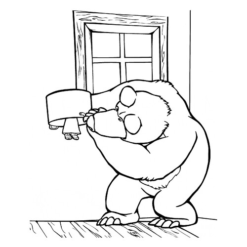 Masha Hiding from the Bear Coloring Page free printable Masha and the Bear Coloring Pages coloring page