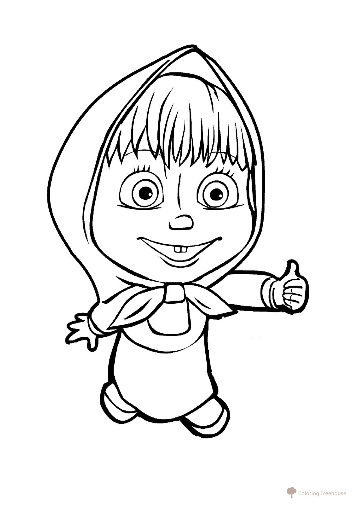 Masha Excited Coloring Page free printable Masha and the Bear Coloring Pages coloring page