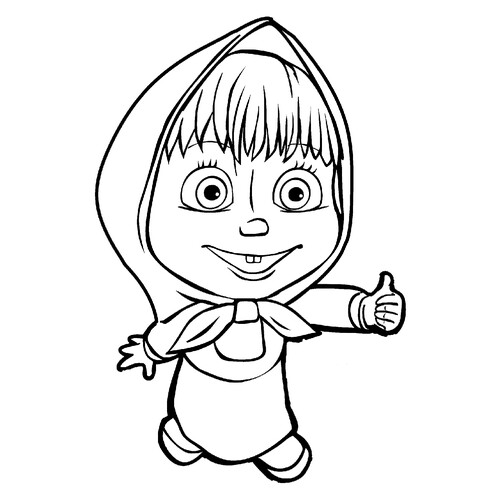 Masha Excited Coloring Page free printable Masha and the Bear Coloring Pages coloring page