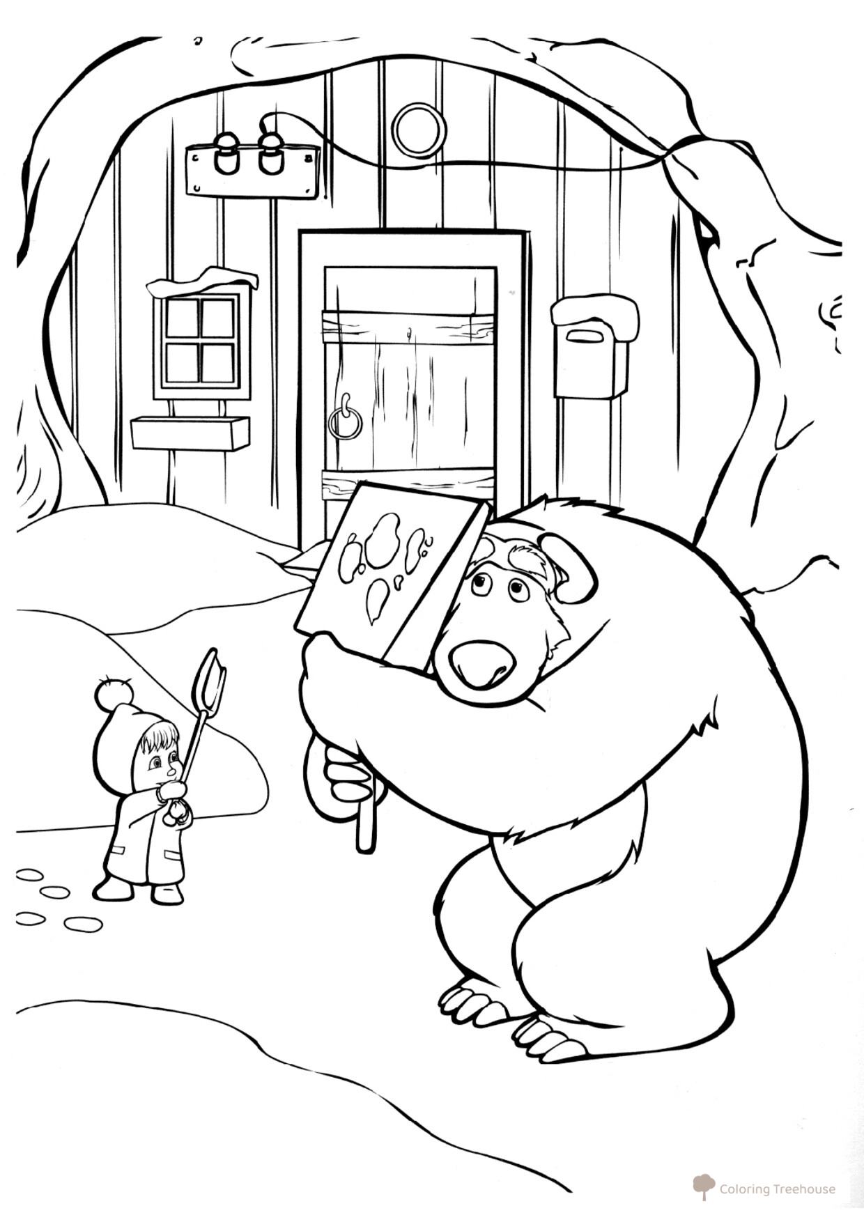 Página para colorear: Mašina – Diversión dibujo para colorear gratis de Páginas para colorear de Masha y el Oso