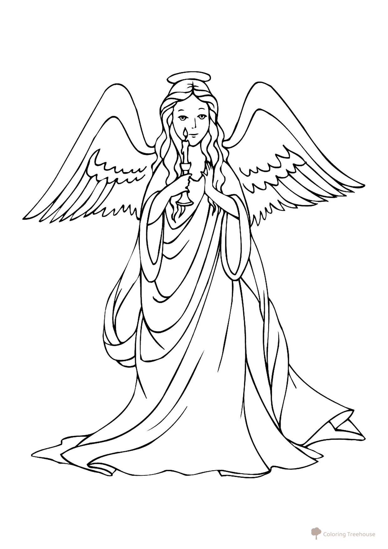 Angel with Candle Coloring Page free printable Angel Coloring Pages coloring page