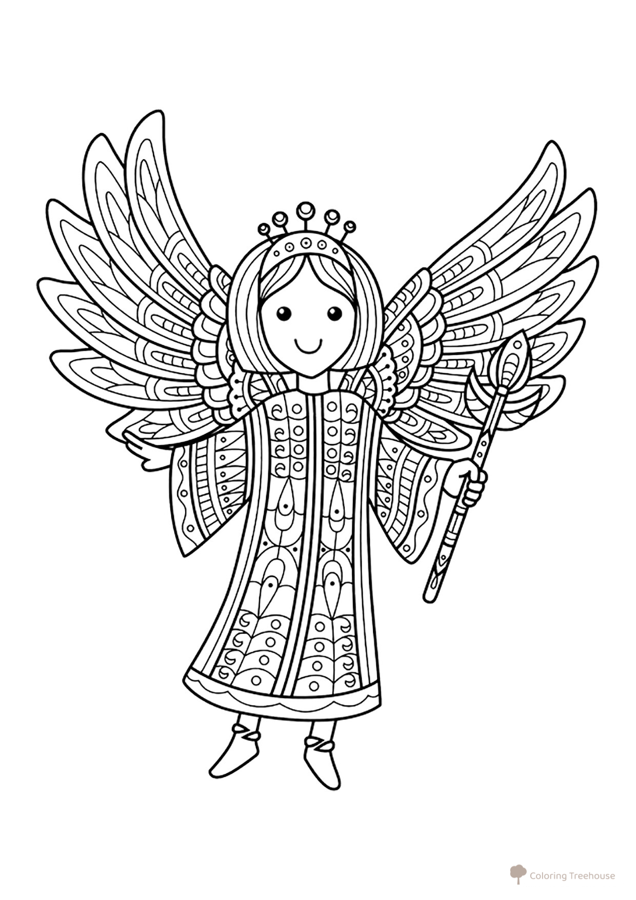 Ángelito antiestrés - página para colorear dibujo para colorear gratis de Páginas para colorear de ángeles