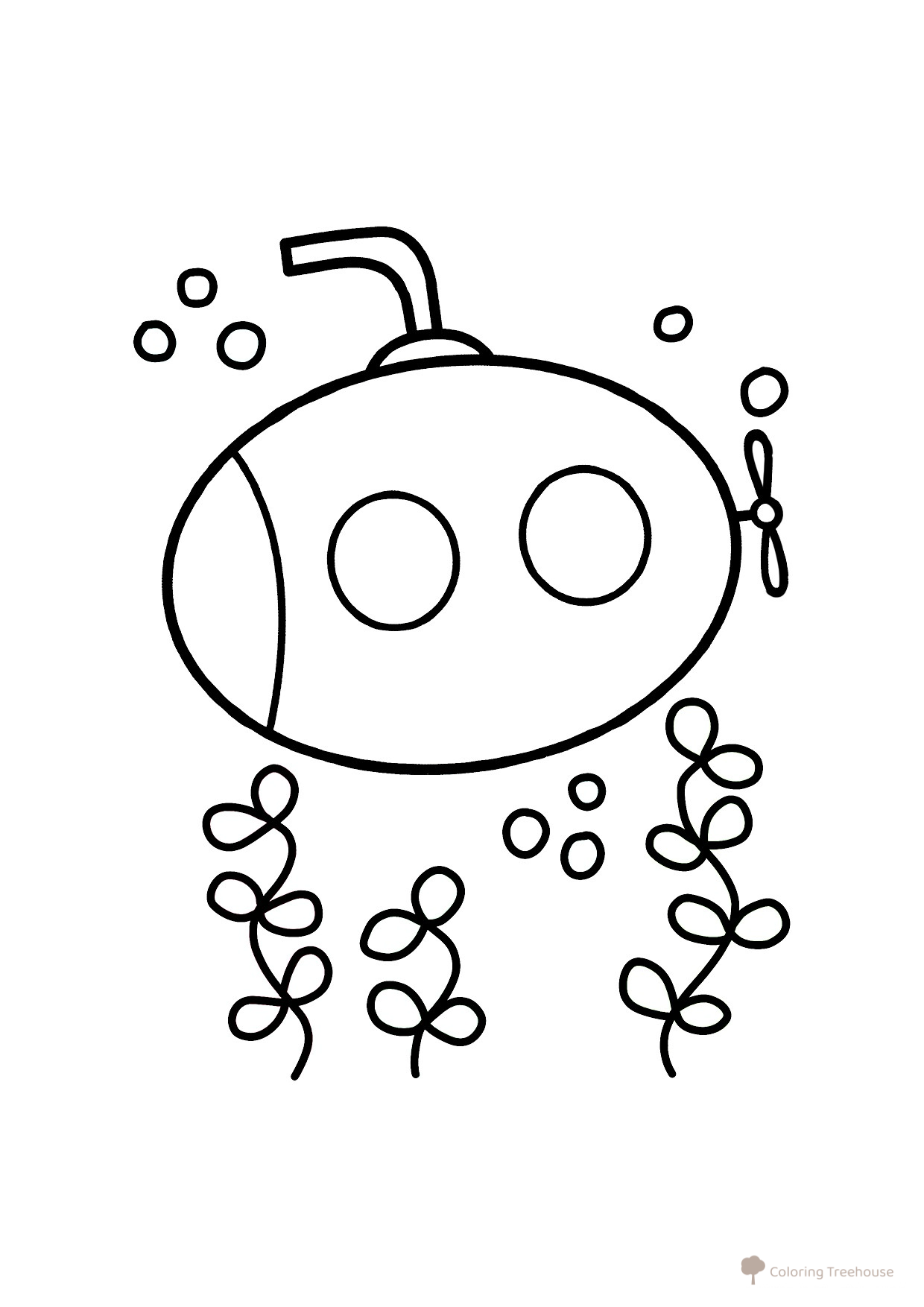Submarine Swimming Deep Underwater Coloring Page free printable Car and Transport Coloring Pages coloring page
